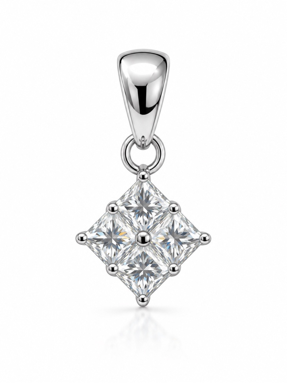 Solid 925 Sterling Silver & 1/2 CTW Moissanite Cluster Pendant/Charm